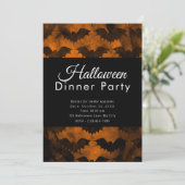 Brons Antiek Zwart Vleermuizen Halloween Diner Par Kaart (Staand voorkant)
