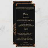 Brons Art Deco Peacock en Bloemen Bruiloft Menu (Voorkant / Achterkant)