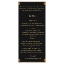 Brons Art Deco Peacock en Bloemen Bruiloft Menu