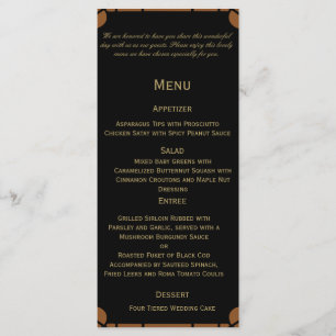 Brons Art Deco Peacock en Bloemen Bruiloft Menu
