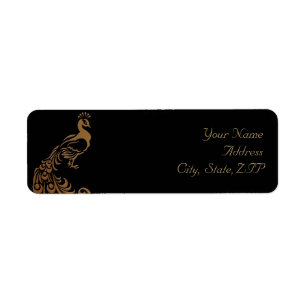 Brons Art Deco Peacock en Bloemen Retouradres Etiket