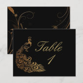 Brons Art Deco Peacock en Bloemen Tafelnummer (Voorkant / Achterkant)