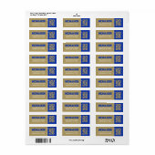 Brons & Blauw Afstuderen retour adreslabels Etiket (Full Sheet)