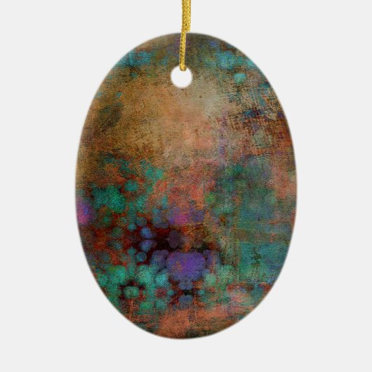 Brons, Blauwgroen, Paars Abstract Keramisch Ornament (Voorkant)