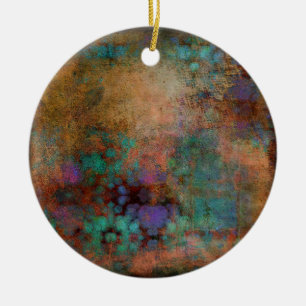 Brons, Blauwgroen, Paars Abstract Keramisch Ornament