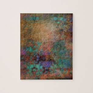Brons, Blauwgroen, Paars Abstract Legpuzzel