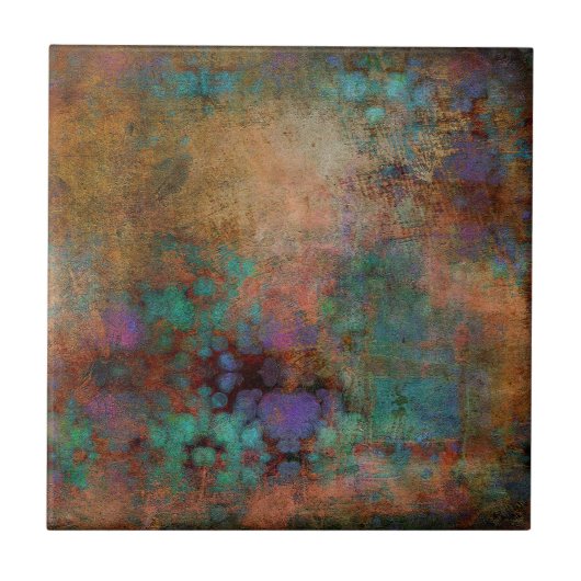 Brons, Blauwgroen, Paars Abstract Tegeltje (Voorkant)