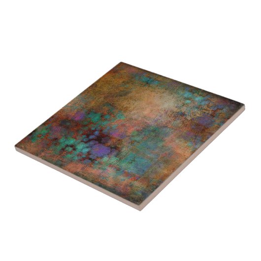 Brons, Blauwgroen, Paars Abstract Tegeltje (Zijkant)