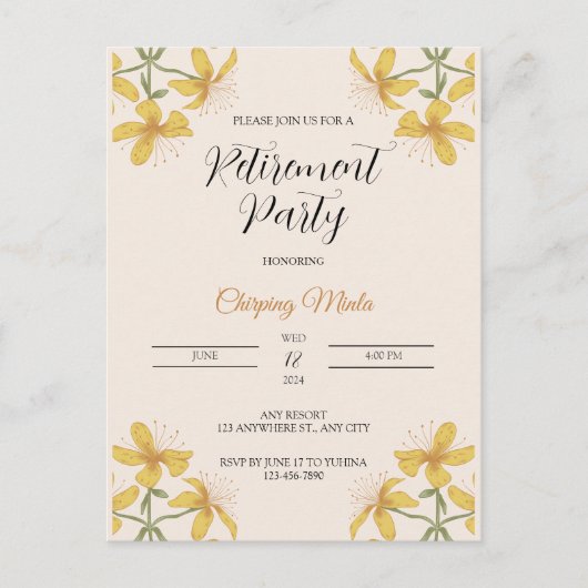 Brons bloemenpensioen Invitational Briefkaart (Voorkant)