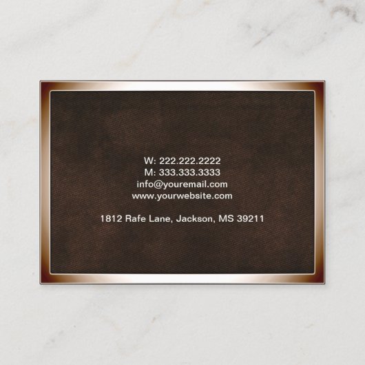 Brons Border Chauffeur Chubby Visitekaartje (Achterkant)