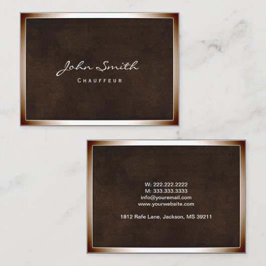 Brons Border Chauffeur Chubby Visitekaartje (Voorkant / Achterkant)