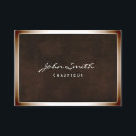 Brons Border Chauffeur Chubby Visitekaartje<br><div class="desc">Stijlvol Brons Border Leather Achtergrond Chauffeur Visitekaartje. (mollige grootte)</div>