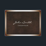 Brons Border Chauffeur Chubby Visitekaartje<br><div class="desc">Stijlvol Brons Border Leather Achtergrond Chauffeur Visitekaartje. (mollige grootte)</div>