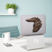 Brons Borzoi Head op maat gesneden vinyl Sticker (Laptop op bureau)