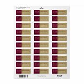 Brons & Bourgondië Afstuderen retouradres Etiket (Full Sheet)