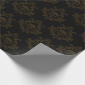 Brons Brown Skull damask op zwart inpakpapier (Hoek)