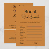 Brons Bruids Woord Scramble Game Kaart (Voorkant / Achterkant)