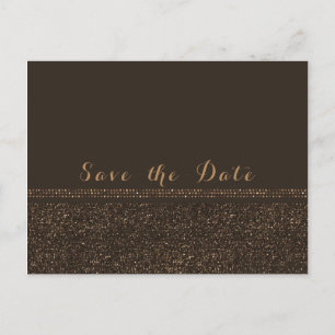 Brons Bruin Chique Sparkling Glam Save the Date Aankondigingskaart
