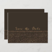 Brons Bruin Chique Sparkling Glam Save the Date Aankondigingskaart (Voorkant / Achterkant)