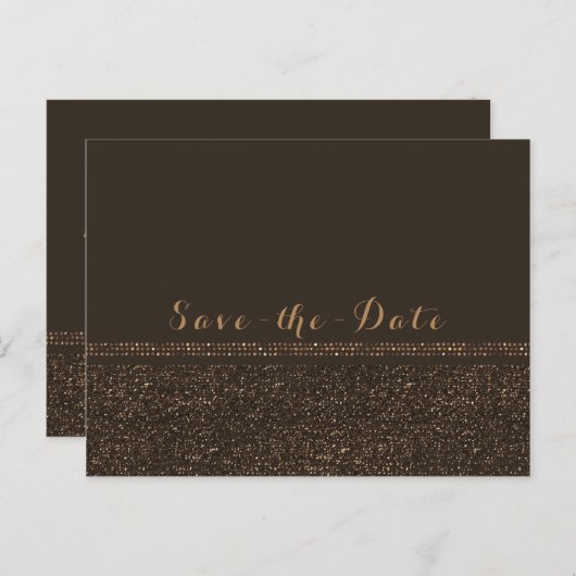 Brons Bruin Chique Sparkling Glam Save the Date Aankondigingskaart (Voorkant / Achterkant)