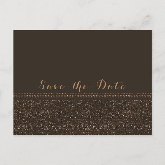 Brons Bruin Chique Sparkling Glam Save the Date Aankondigingskaart (Voorkant)
