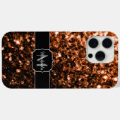 Brons bruin faux glitter fonkelt Monogram Case-Mate iPhone Case (Achterkant (horizontaal))