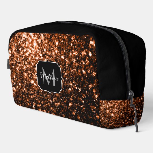 Brons bruin faux glitter fonkelt zwart Monogram Toilettasje (Rechterhoek)