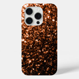 Brons bruin faux glitter schittert iPhone 15 pro case