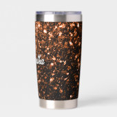 Brons bruin faux glitter sparkles Aangepaste naam Geïsoleerde Drinkbeker (Achterkant)