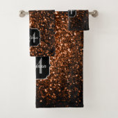 Brons bruin koper namaak glitters sprankel Monogra Bad Handdoek (Insitu)