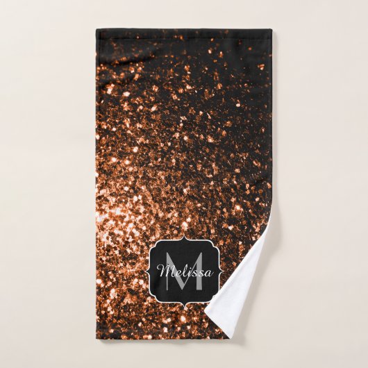 Brons bruin koper namaak glitters sprankel Monogra Bad Handdoek (Handdoek)