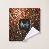 Brons bruin koper namaak glitters sprankel Monogra Bad Handdoek (Wasdoekje)
