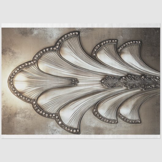 Brons brullen, art deco bling motief achtergrond tissuepapier (Voorkant)