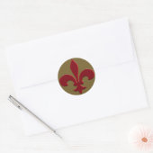 Brons en Deep Red Fleur de Lis Vakantiekaarten Ronde Sticker (Envelop)