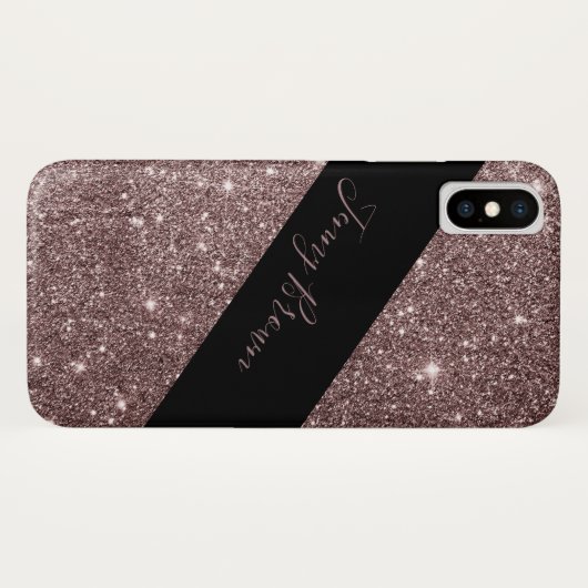 Brons en glitter Elegant monogram Case-Mate iPhone Case (Achterkant (horizontaal))