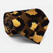 Brons en goud luipaardprint stropdas (Opgerold)