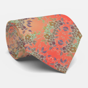 Brons en het Oranje Patroon van de Bloem Stropdas
