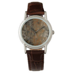 Brons en Kopermarmer Abstract Horloge