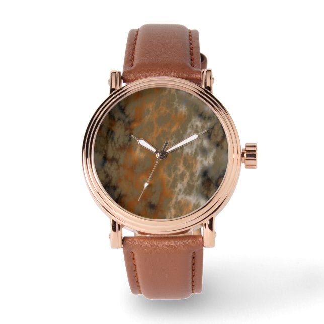 Brons en Kopermarmer Abstract Horloge (Voorkant)