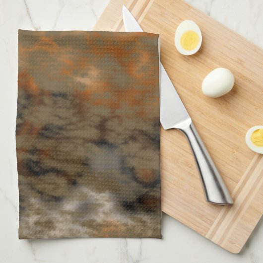 Brons en Kopermarmer Abstract Theedoek (Quarter Fold)