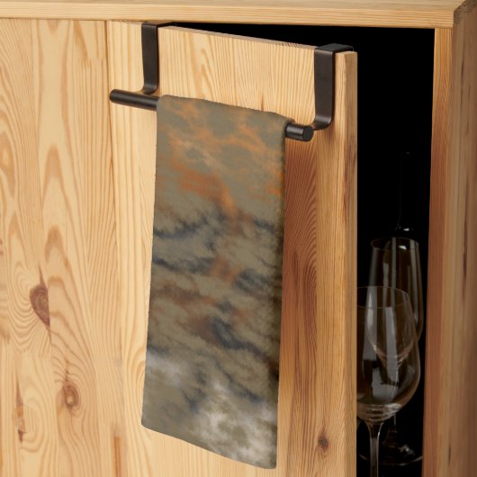 Brons en Kopermarmer Abstract Theedoek (Derde Gevouwen)