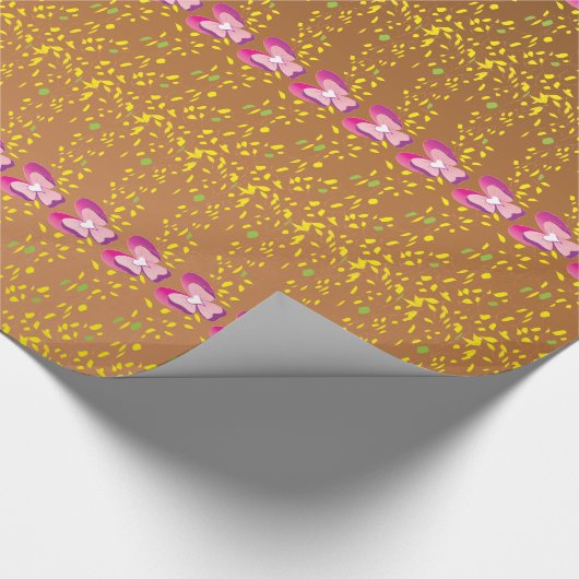  Brons en roze Floral Violet patroon Cadeaupapier (Hoek)