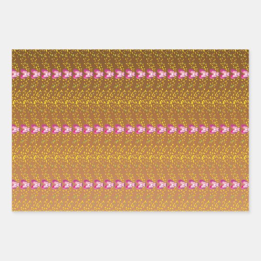  Brons en roze Floral Violet patroon Inpakpapier Vel (Voorkant 2)