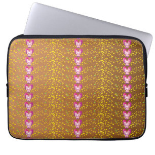  Brons en roze Floral Violet patroon Laptop Sleeve