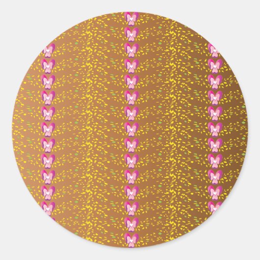  Brons en roze Floral Violet patroon Ronde Sticker (Voorkant)