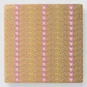  Brons en roze Floral Violet patroon Stenen Onderzetter (Voorkant)