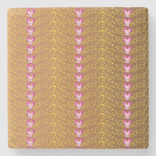  Brons en roze Floral Violet patroon Stenen Onderzetter (Voorkant)