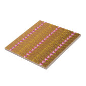 Brons en roze Floral Violet patroon Tegeltje (Zijkant)