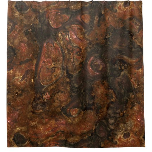 Brons en Roze Steen Abstract Douchegordijn (Voorkant)