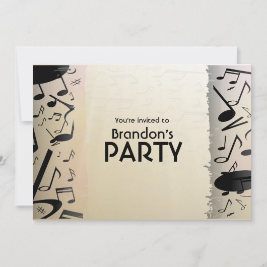 Brons en Zwarte Muzieknoten Kaart (Voorkant)